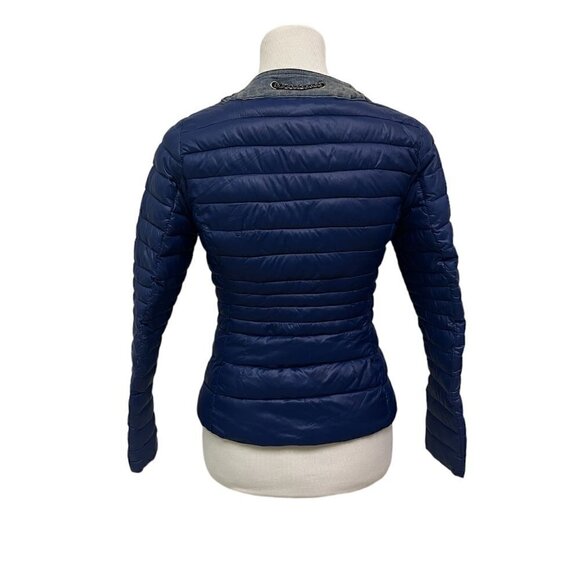 Monte Cervino Denim Lined Zip up Down Jacket. Blue EUC S - Picture 5 of 8